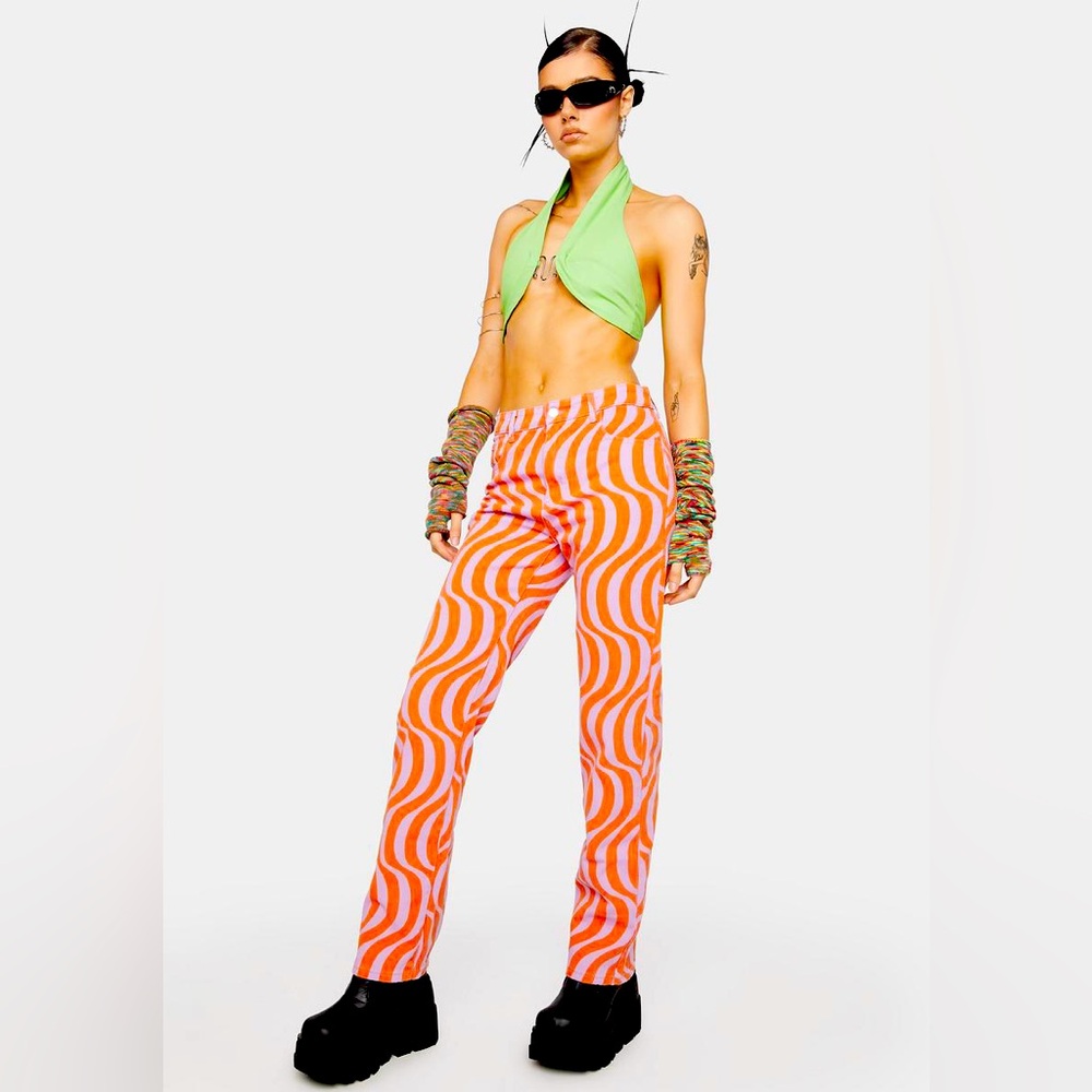 SWIRL ABSTRACT MID RISE STRAIGHT LEG JEANS MOMOKROM size 8